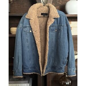 J Brand Drew Sherpa Denim Jacket Blue Jean Jacket Women's Size S